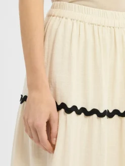 Vila Röcke*Damen Maxirock - Vimanda Wavy beige uni