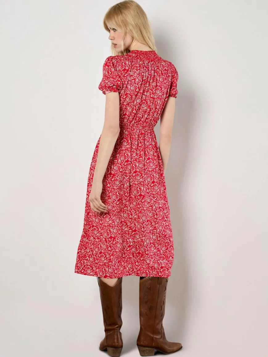 Apricot Kleider*Damen Midikleid rot gemustert