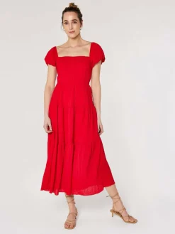 Apricot Kleider*Damen Midikleid rot uni