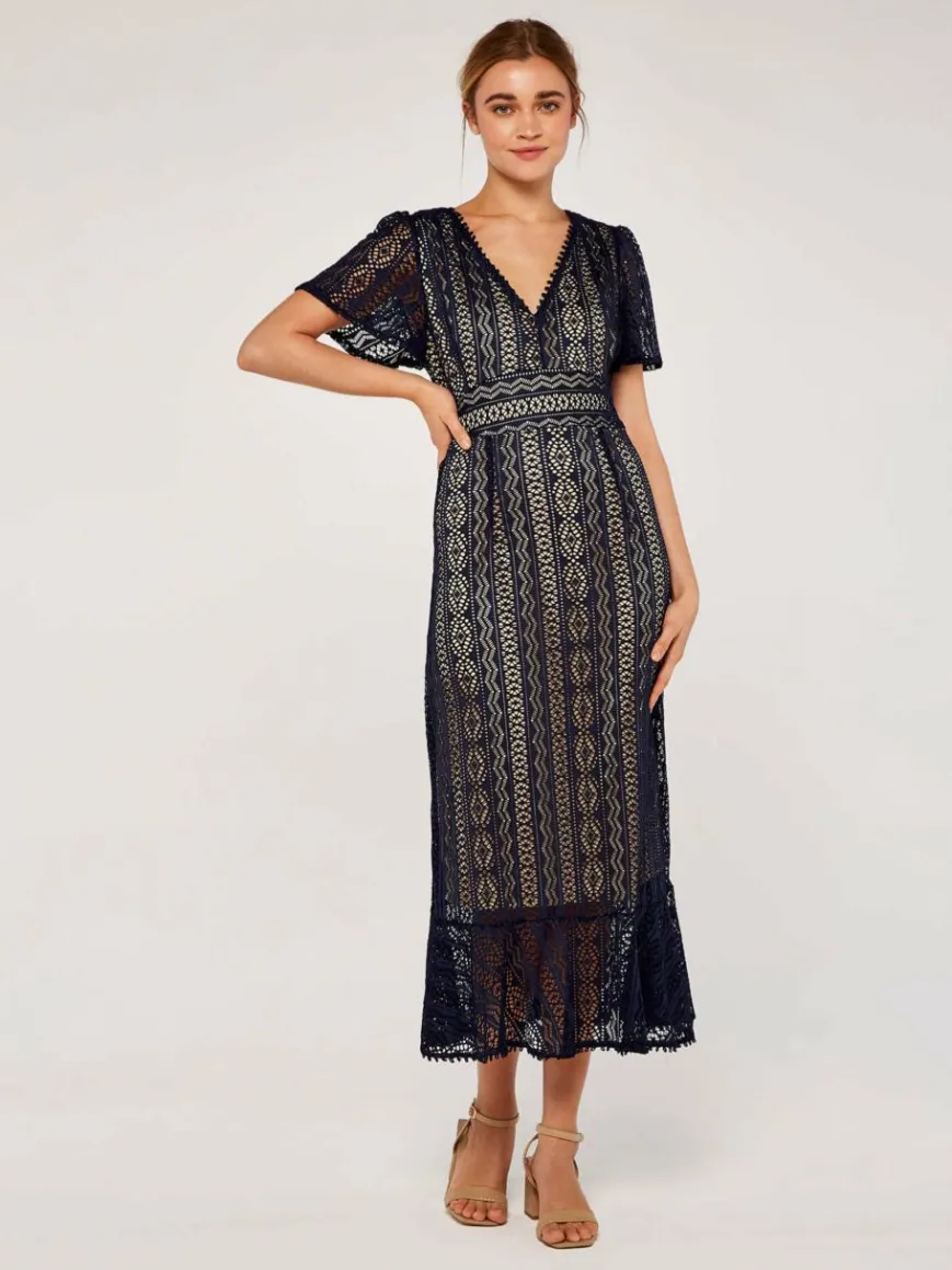 Apricot Kleider*Damen Midikleid marine gemustert