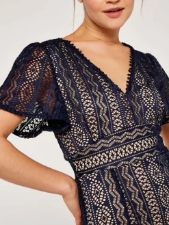 Apricot Kleider*Damen Midikleid marine gemustert