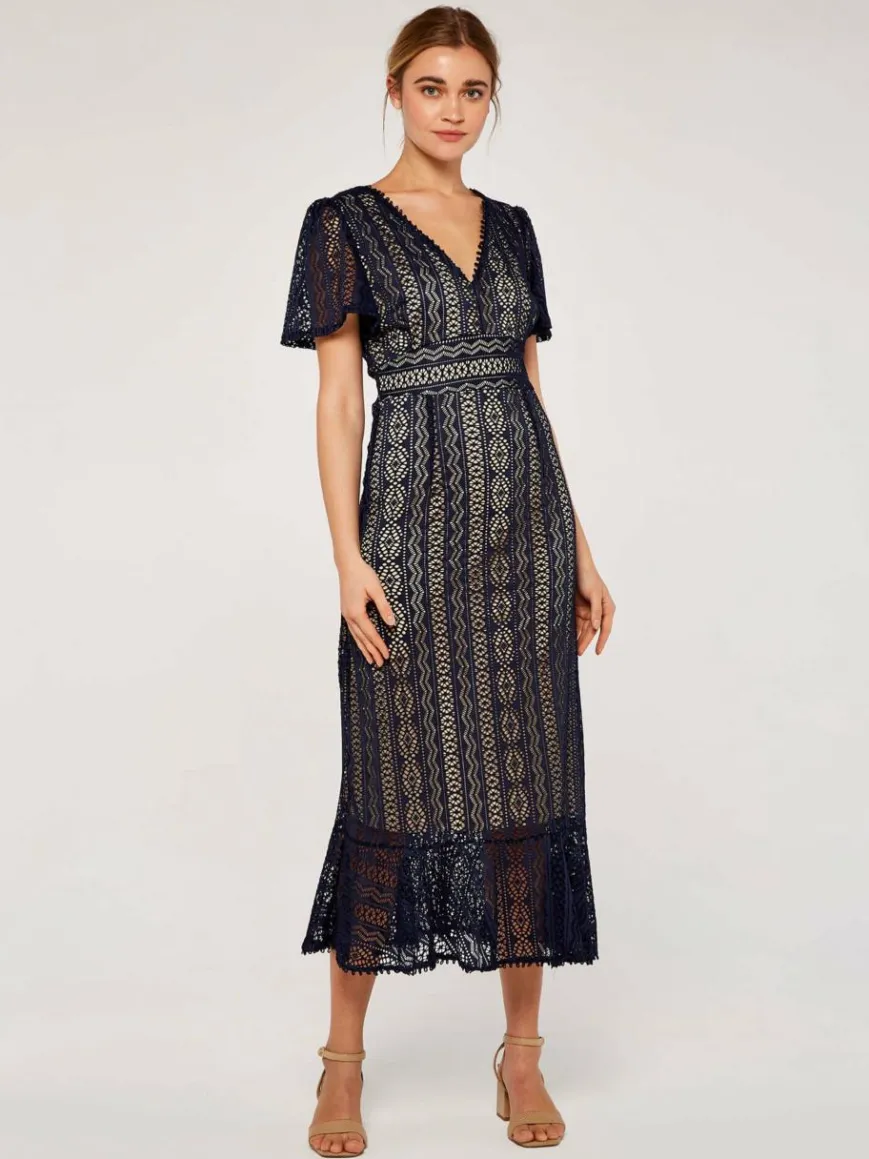 Apricot Kleider*Damen Midikleid marine gemustert