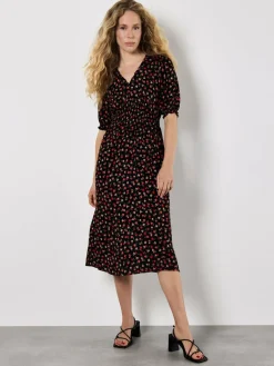 Apricot Kleider*Damen Midikleid orange gemustert