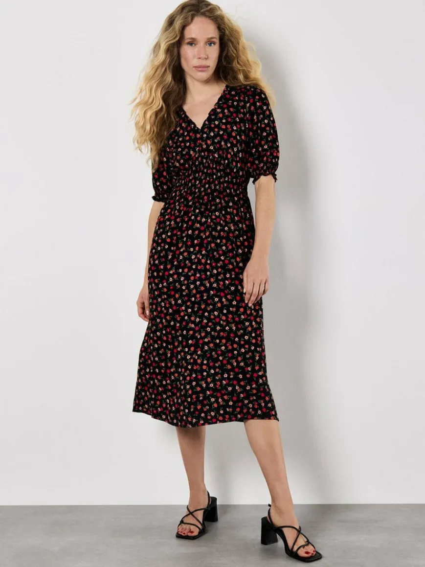 Apricot Kleider*Damen Midikleid orange gemustert