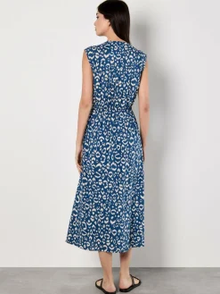 Apricot Kleider*Damen Midikleid blau gemustert