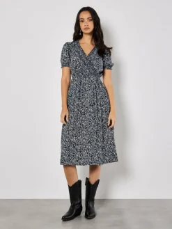 Apricot Kleider*Damen Midikleid marine gemustert