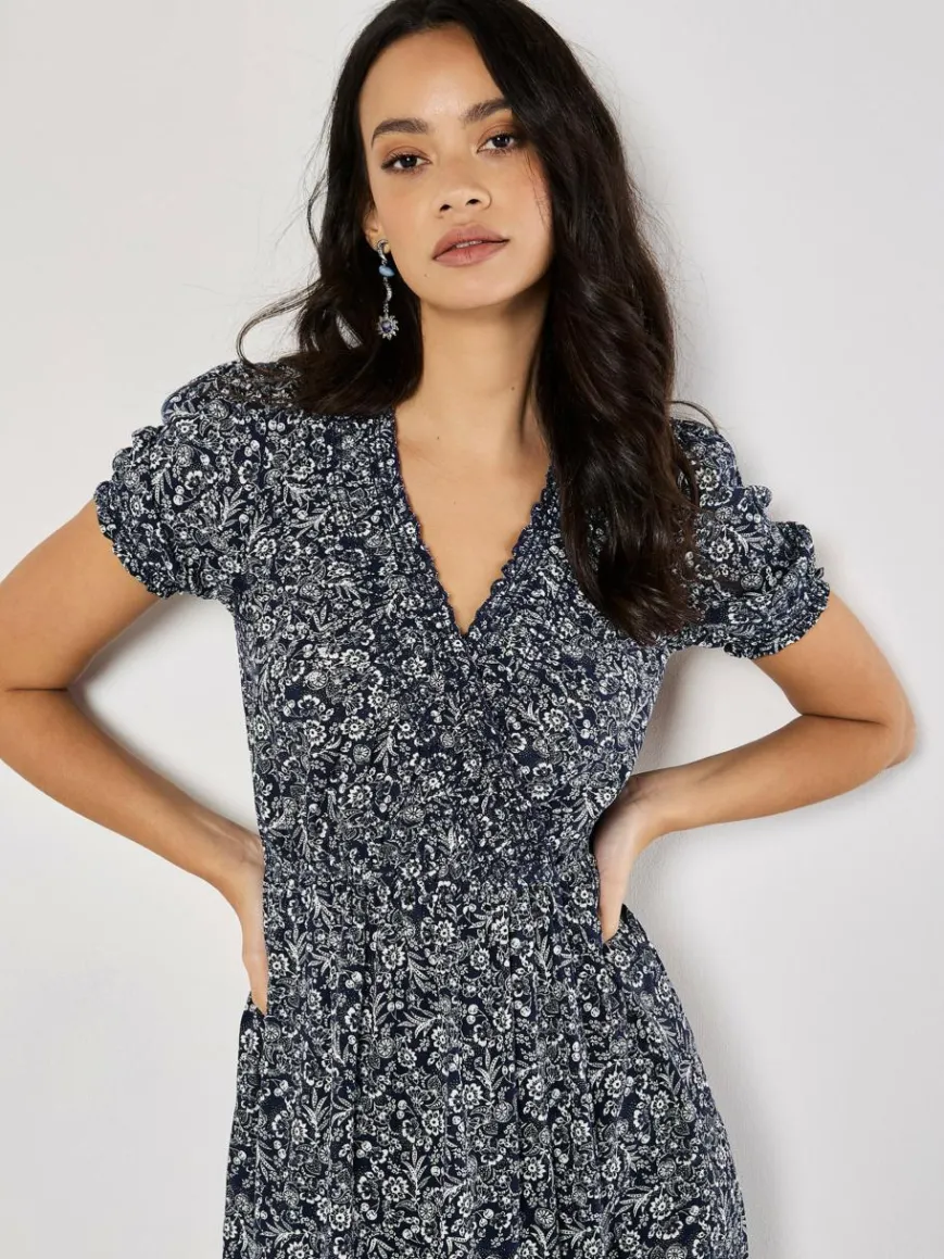 Apricot Kleider*Damen Midikleid marine gemustert