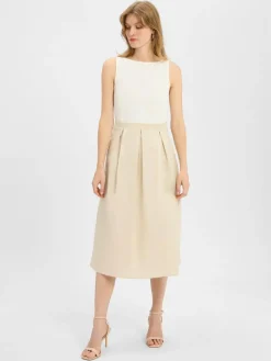 zero Kleider*Damen Midikleid ecru beige uni