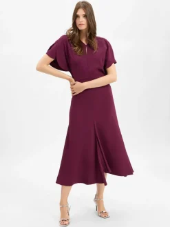 BOSS Kleider*Damen Midikleid - Denaz aubergine uni
