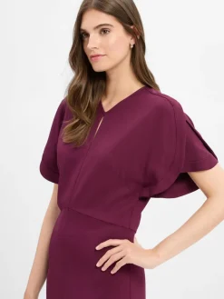 BOSS Kleider*Damen Midikleid - Denaz aubergine uni