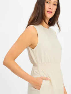 Msch Copenhagen Kleider*Damen Midikleid mit Leinen-Anteil - MSCHDisa beige meliert
