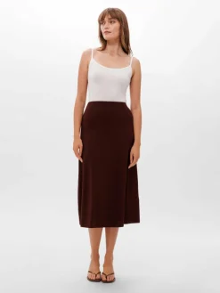 Les Lunes Röcke*Damen Midirock braun uni