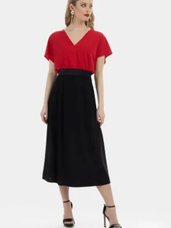 Faina Röcke*Damen Midirock schwarz uni