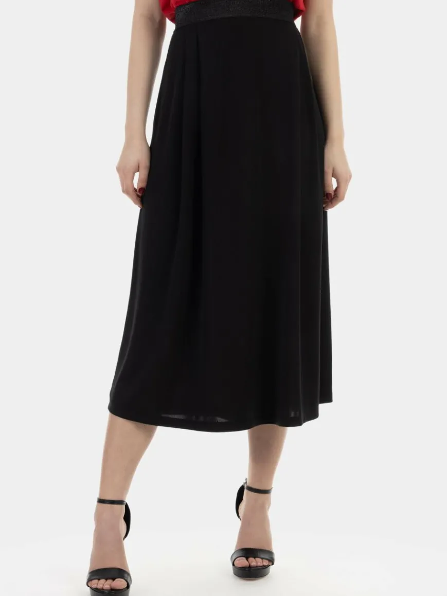 Faina Röcke*Damen Midirock schwarz uni