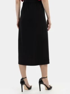 Faina Röcke*Damen Midirock schwarz uni