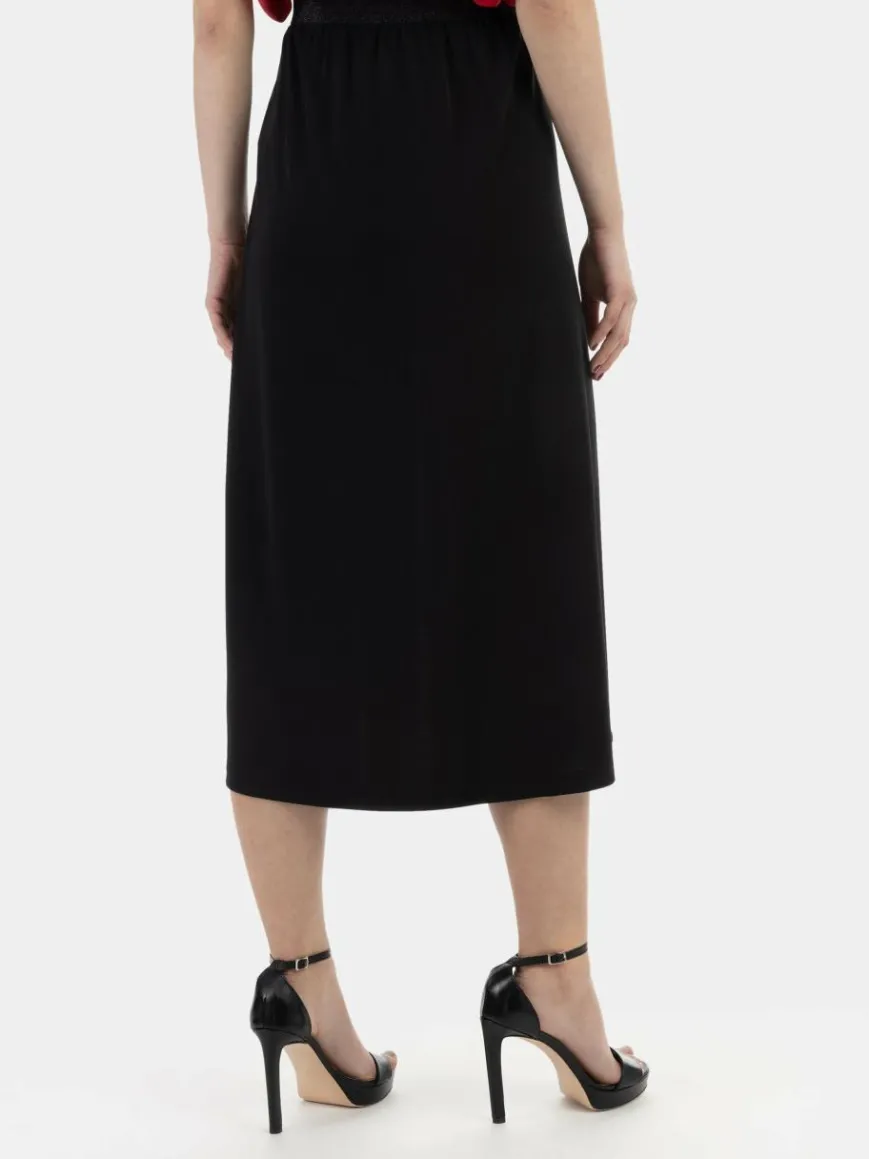 Faina Röcke*Damen Midirock schwarz uni