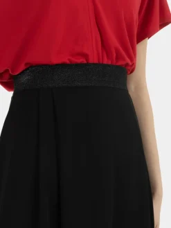 Faina Röcke*Damen Midirock schwarz uni