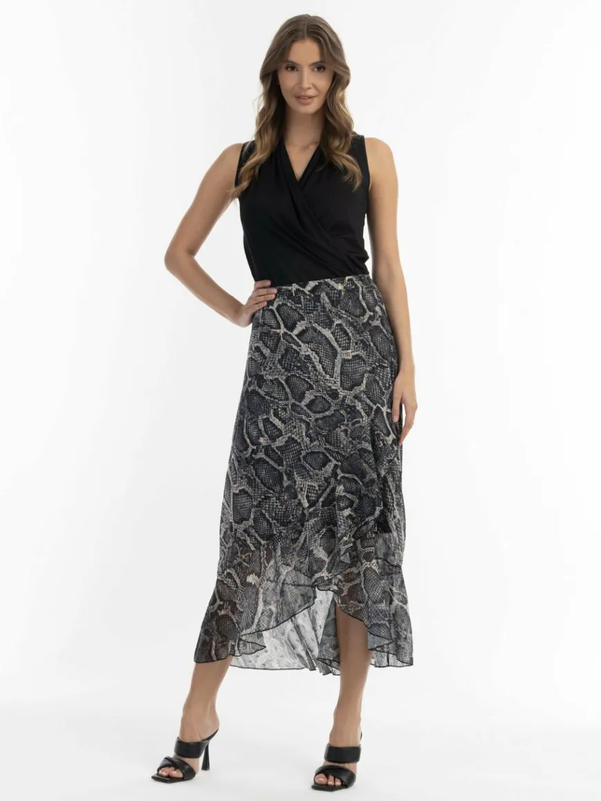 Faina Röcke*Damen Midirock schwarz gemustert