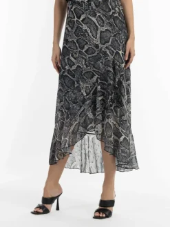 Faina Röcke*Damen Midirock schwarz gemustert