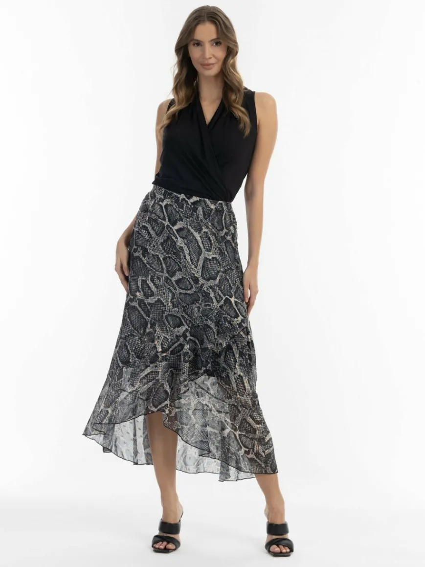 Faina Röcke*Damen Midirock schwarz gemustert