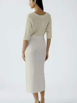 Oui Röcke*Damen Midirock beige uni