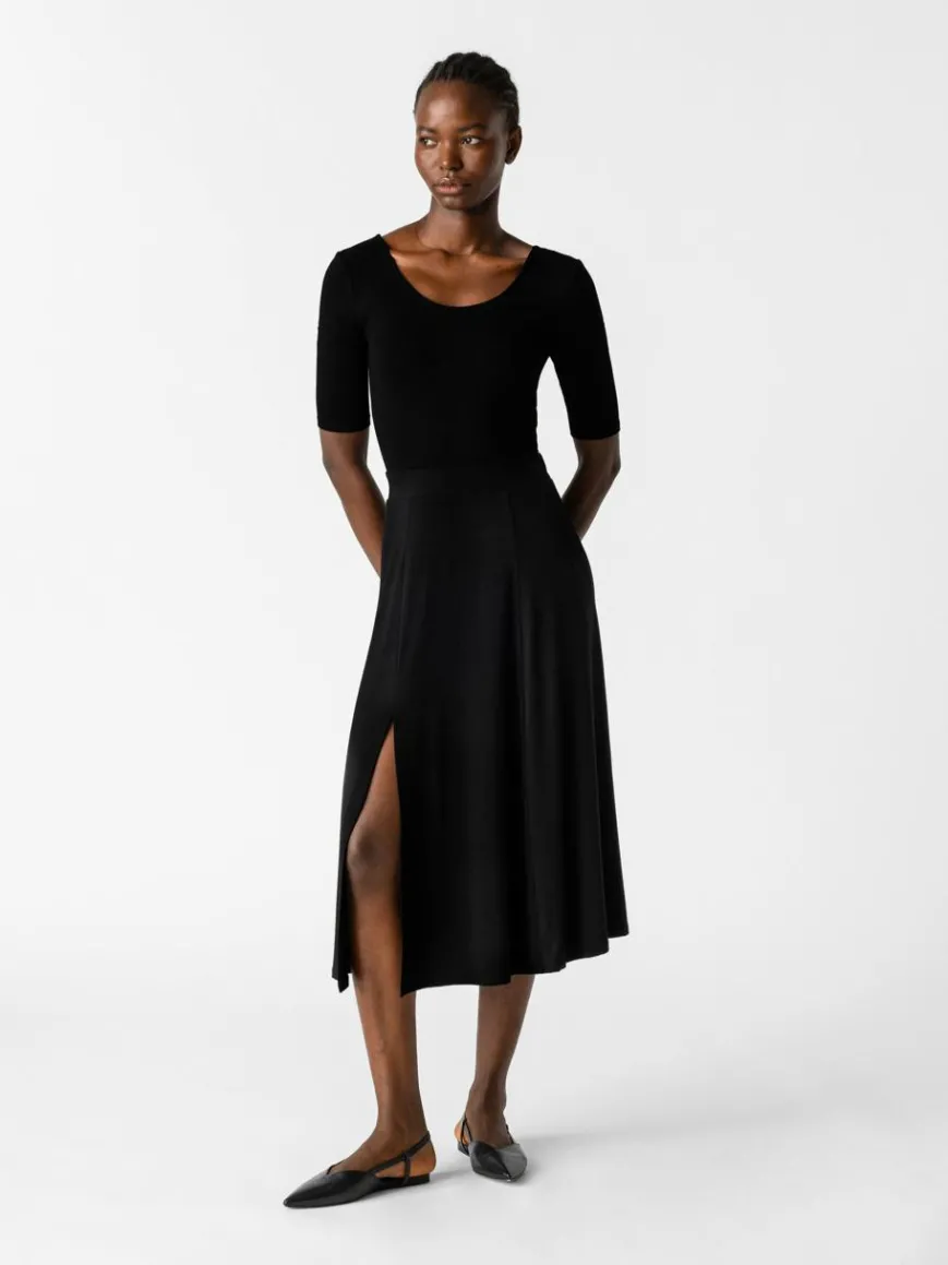 Les Lunes Röcke*Damen Midirock schwarz uni