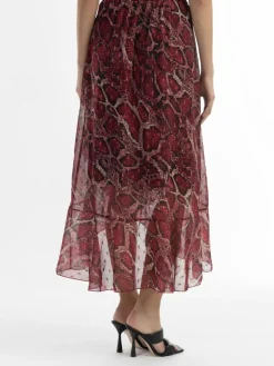 Faina Röcke*Damen Midirock rot gemustert