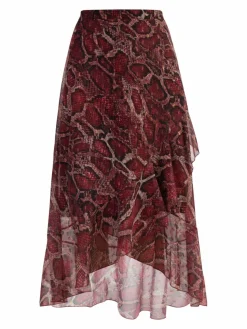 Faina Röcke*Damen Midirock rot gemustert