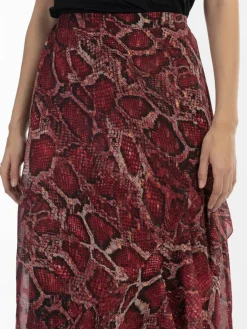 Faina Röcke*Damen Midirock rot gemustert