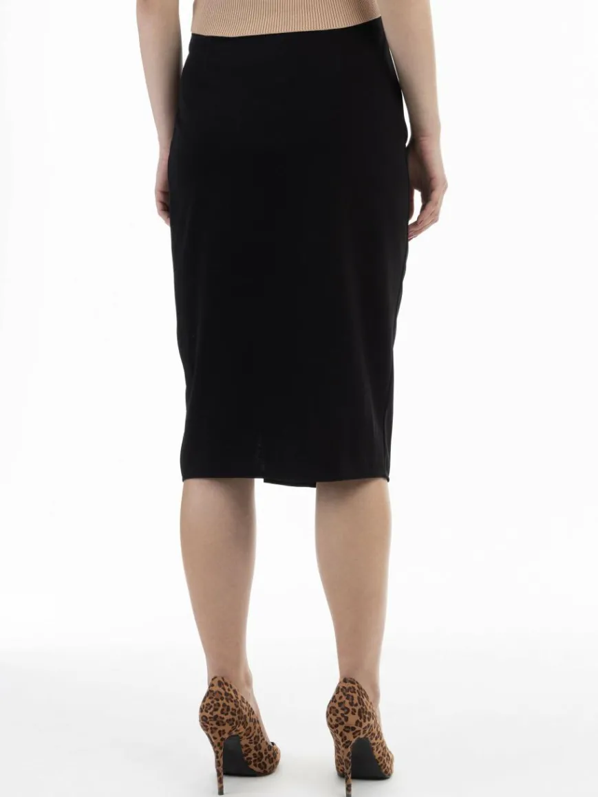 Faina Röcke*Damen Midirock schwarz uni