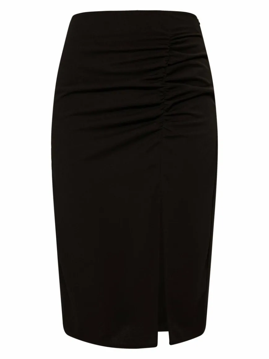 Faina Röcke*Damen Midirock schwarz uni