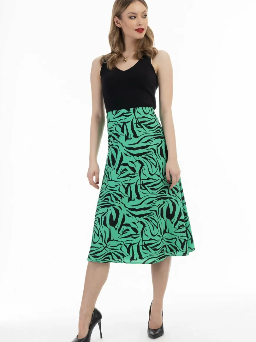 Faina Röcke*Damen Midirock grün gemustert