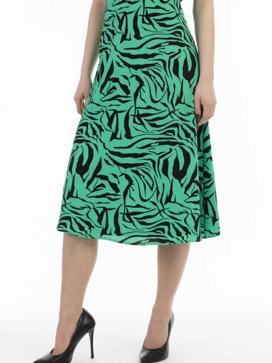 Faina Röcke*Damen Midirock grün gemustert