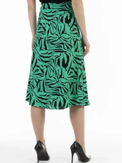 Faina Röcke*Damen Midirock grün gemustert