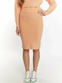 MyMo Röcke*Damen Midirock orange uni