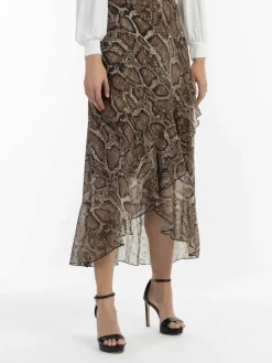 Faina Röcke*Damen Midirock beige gemustert