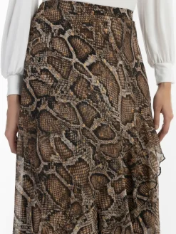 Faina Röcke*Damen Midirock beige gemustert