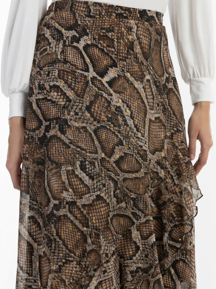 Faina Röcke*Damen Midirock beige gemustert