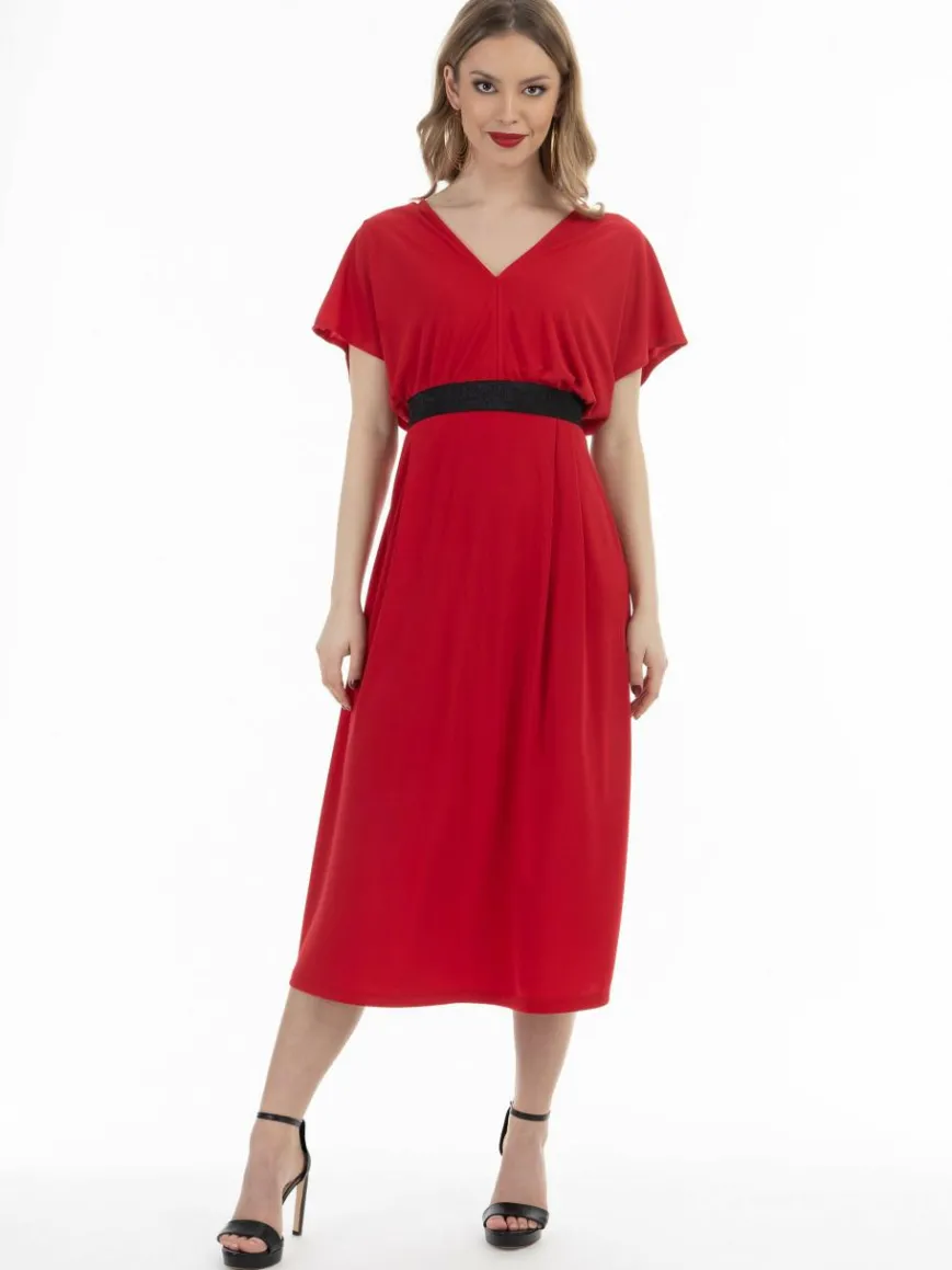 Faina Röcke*Damen Midirock rot uni