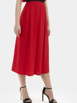 Faina Röcke*Damen Midirock rot uni