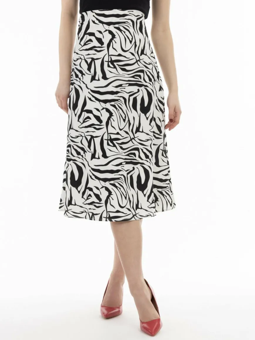 Faina Röcke*Damen Midirock mehrfarbig gemustert