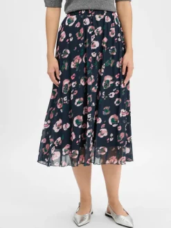 Nümph Röcke*Damen Midirock - Numilina marine rosa gemustert