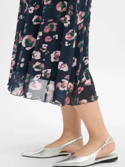 Nümph Röcke*Damen Midirock - Numilina marine rosa gemustert