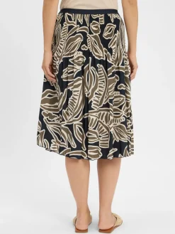Opus Röcke*Damen Midirock - Ribane marine schilf gemustert