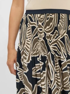 Opus Röcke*Damen Midirock - Ribane marine schilf gemustert