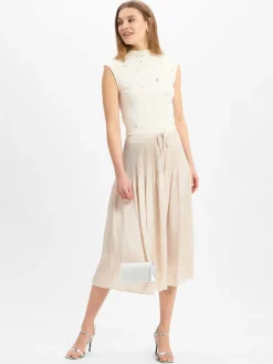 Opus Röcke*Damen Midirock - Ribane French sand uni