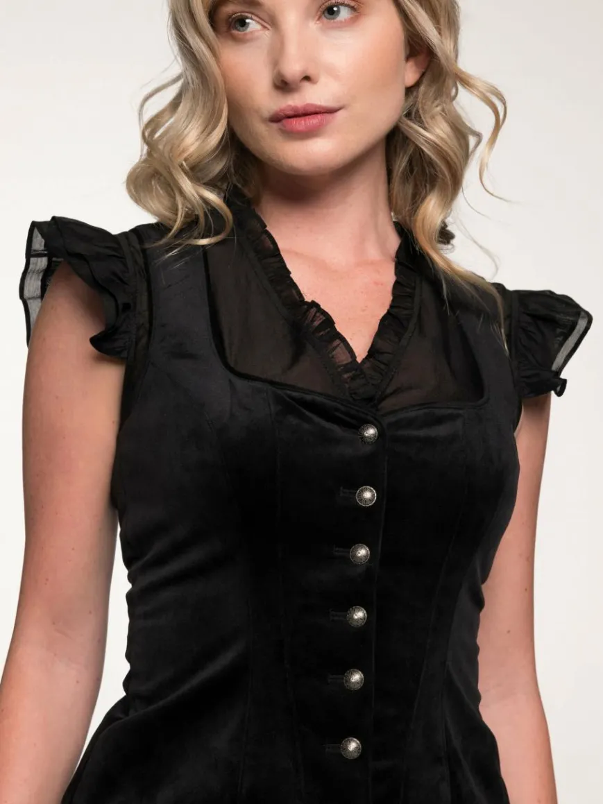 Spieth & Wenksy Blusen*Damen Mieder - Fliss schwarz uni