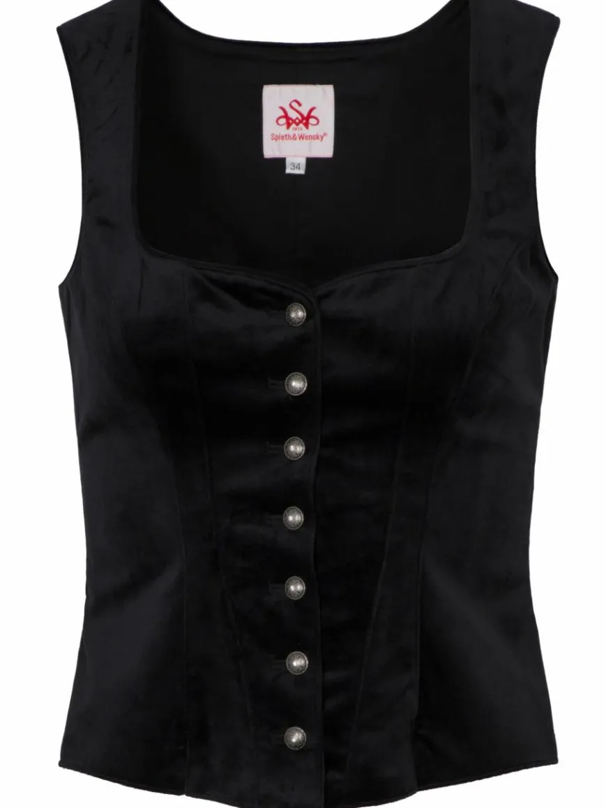 Spieth & Wenksy Blusen*Damen Mieder - Fliss schwarz uni