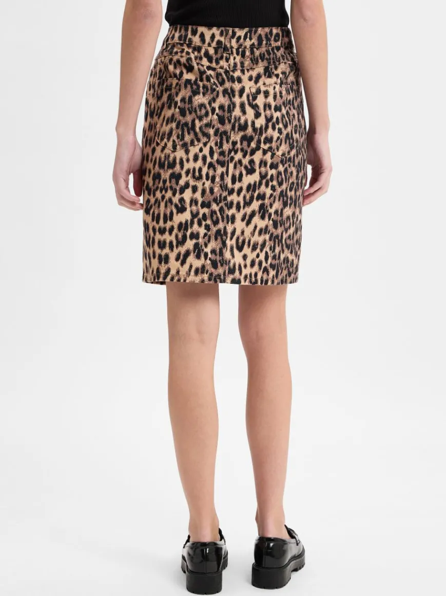 Marie Lund Röcke*Damen Mini-Jeansrock camel schwarz gemustert