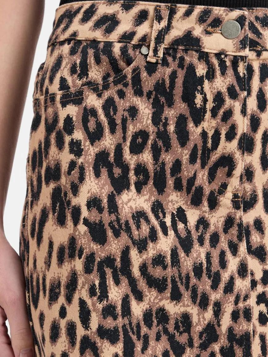 Marie Lund Röcke*Damen Mini-Jeansrock camel schwarz gemustert